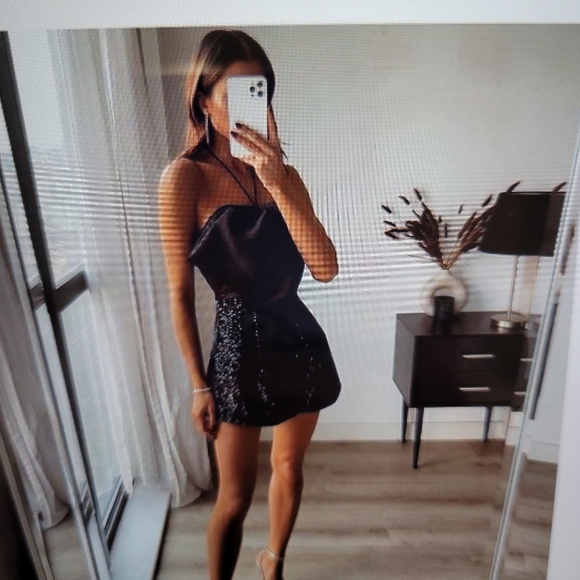 Gorgeous Zara Black Bow Trim Sequin Jumpsuit - Picture 14 of 14